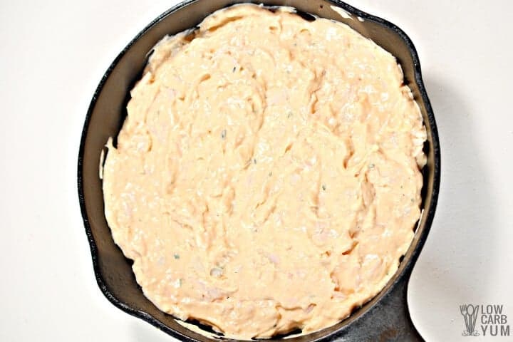 mixture spread in pan