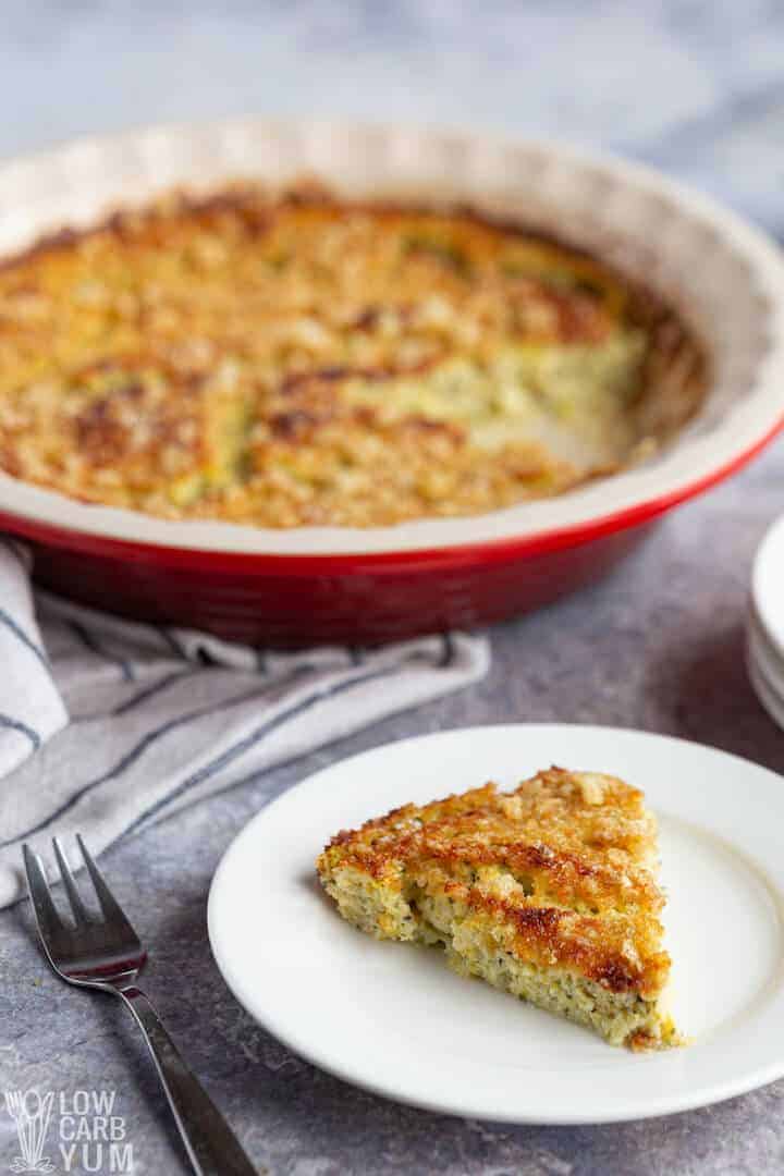 serving of squash casserole on a small plate