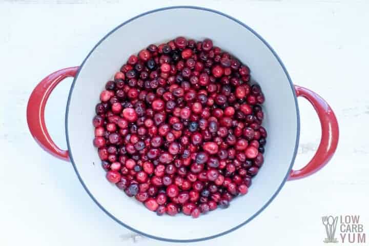 cranberries in pot