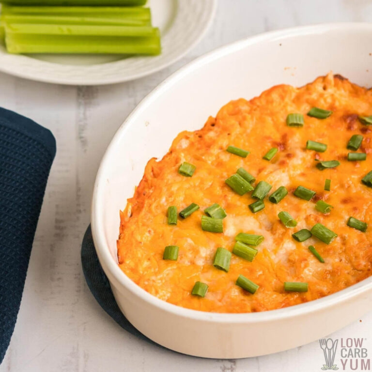 Keto Buffalo Chicken Dip in Crock Pot or Oven - Low Carb Yum