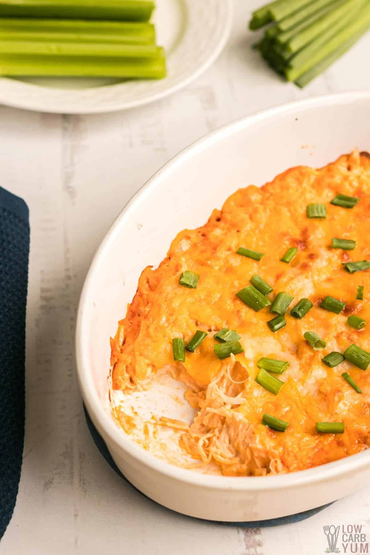 low-carb buffalo chicken dip for a quick snack or chicken breast dinner recipes