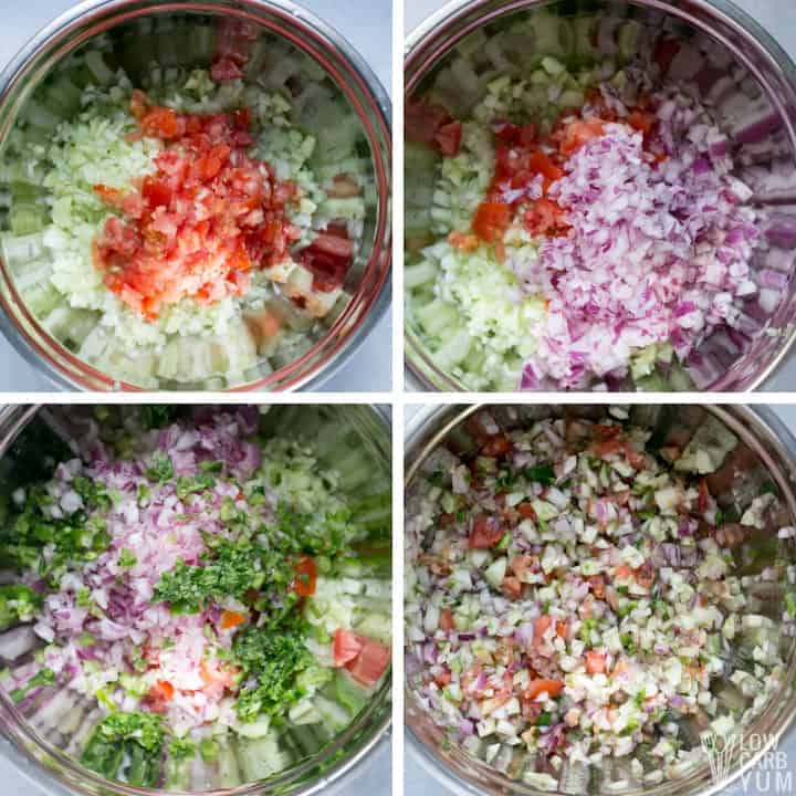 mixing fresh ingredients in bowl