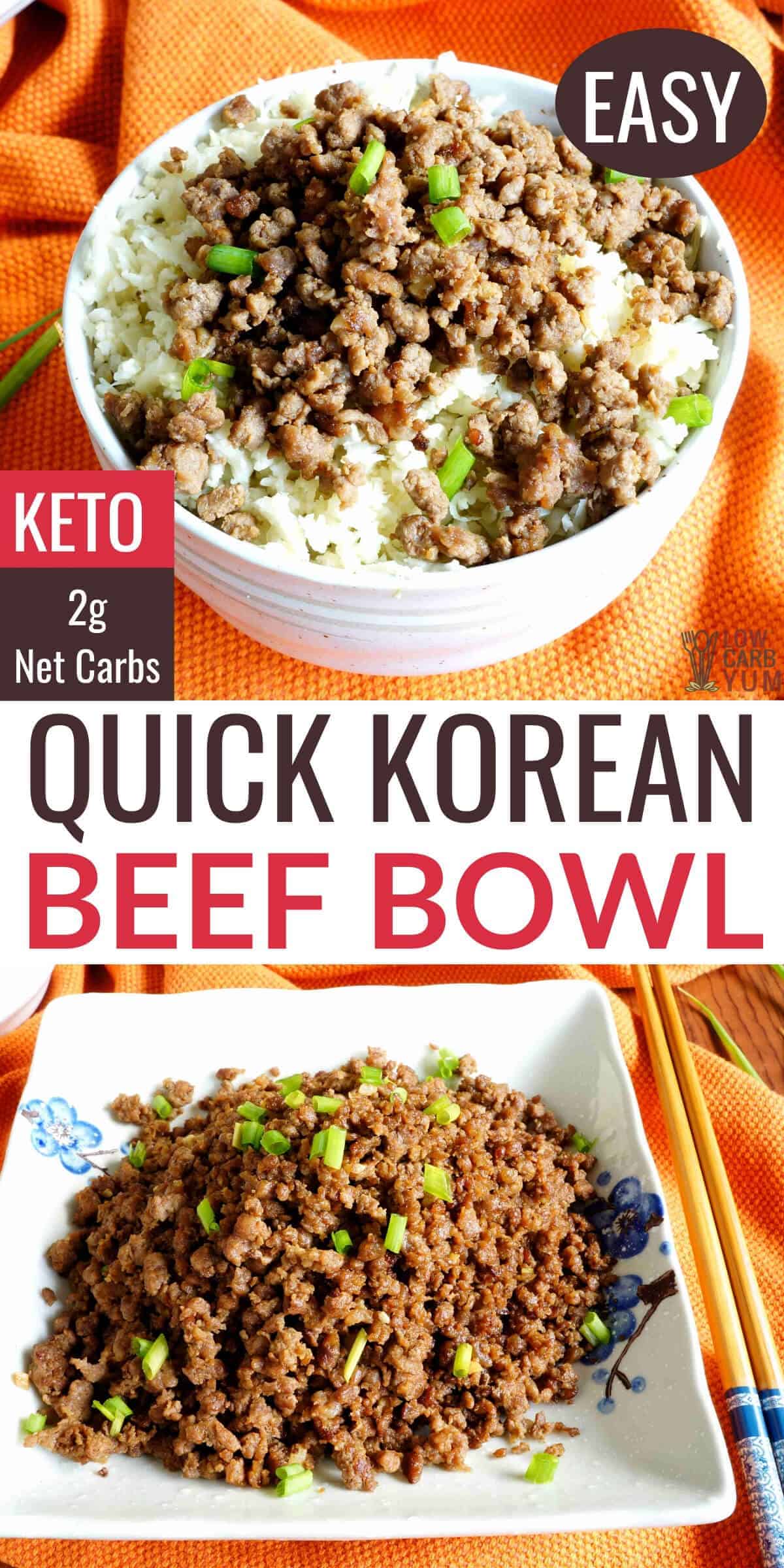 Keto Korean Ground Beef Bowl Recipe Low Carb Yum