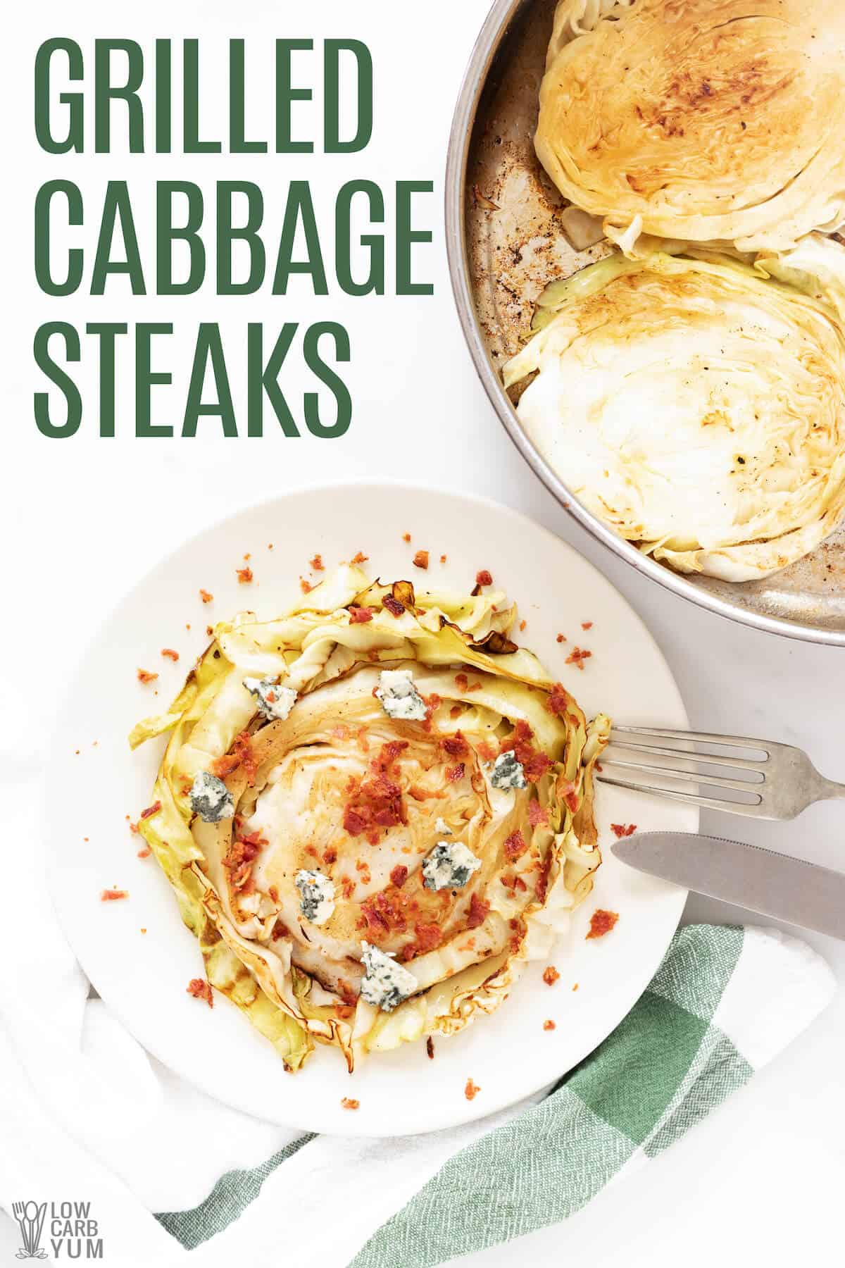 Cabbage Steaks with Bacon (Grilled, Fried, or Roasted) Low Carb Yum