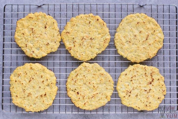 cauliflower tortillas on rack