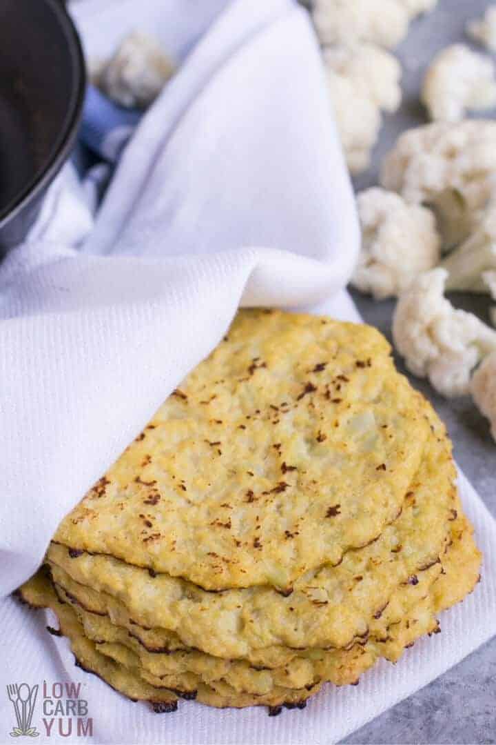 cauliflower wraps in towel