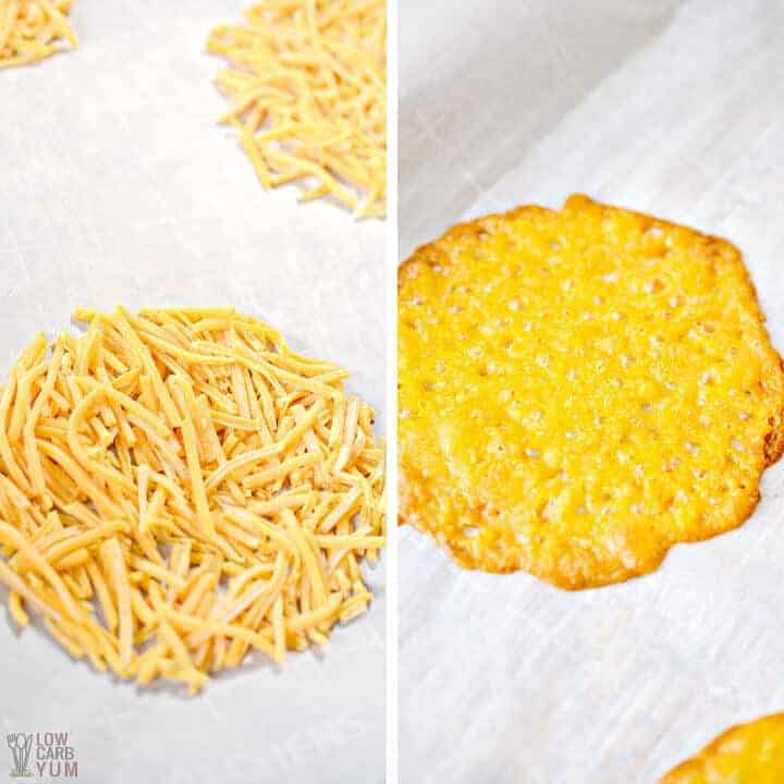 cheese circles before and after baking