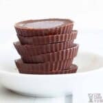 chocolate peanut butter fat bombs stacked in bowl