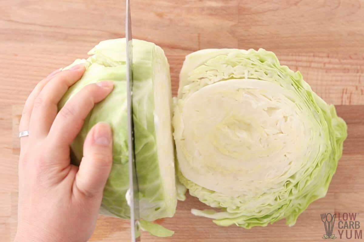 slicing cabbage