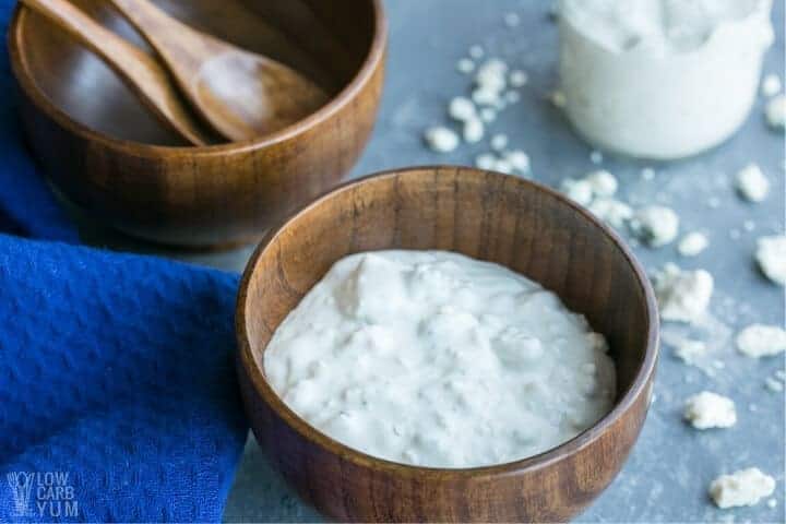 homemade blue cheese dressing in bowl