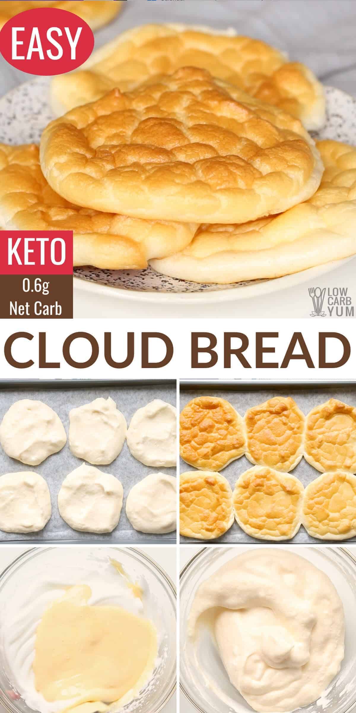 Keto Cloud Bread Recipe (4 Ingredients) - Low Carb Yum