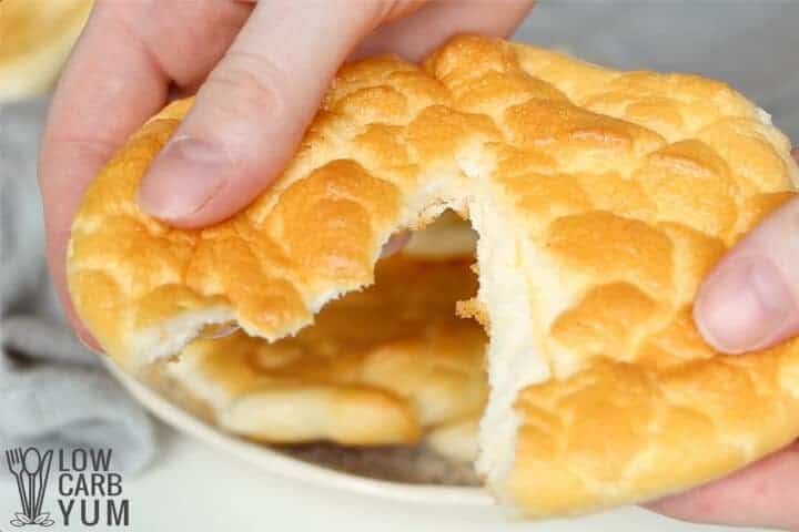 breaking apart oopsie keto cloud bread