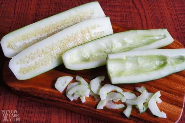 seeding and slicing cucumbers