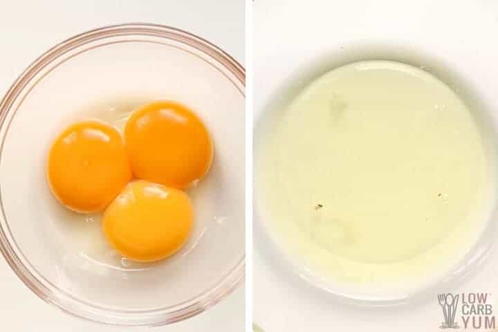 separated eggs in bowls