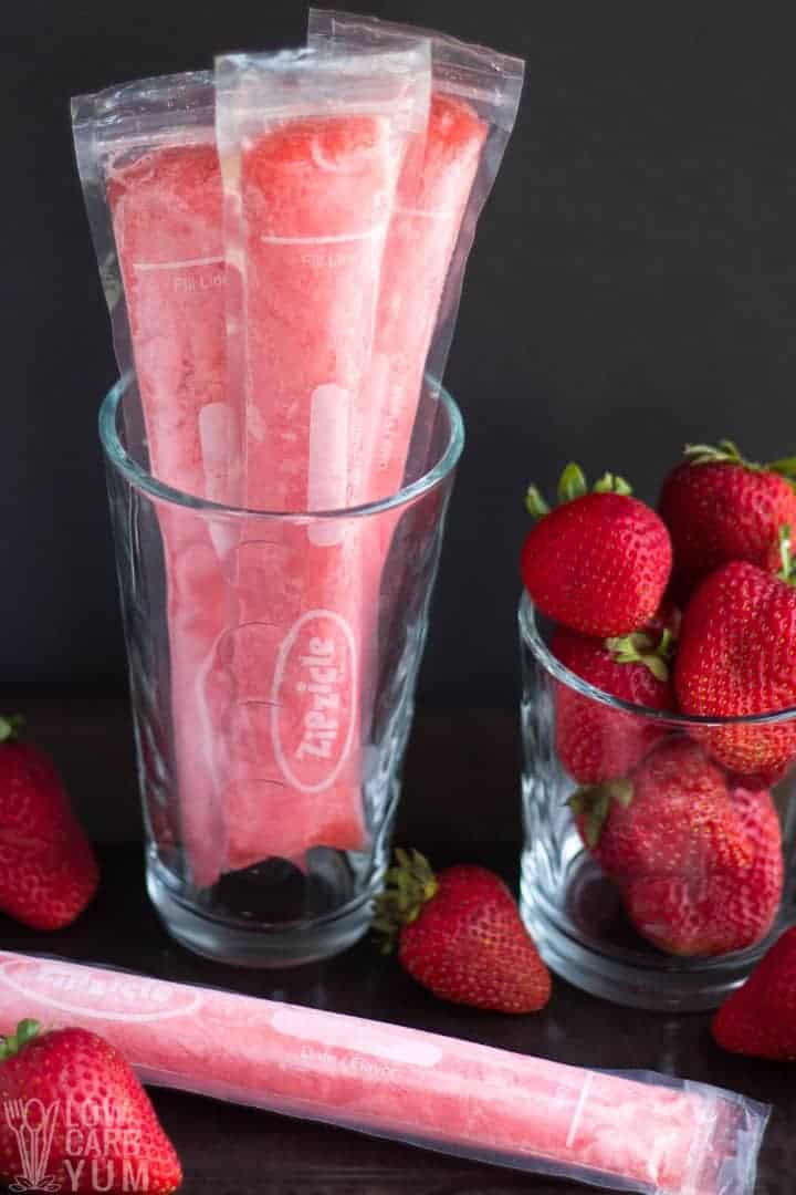 Paletas de fresa low carb keto