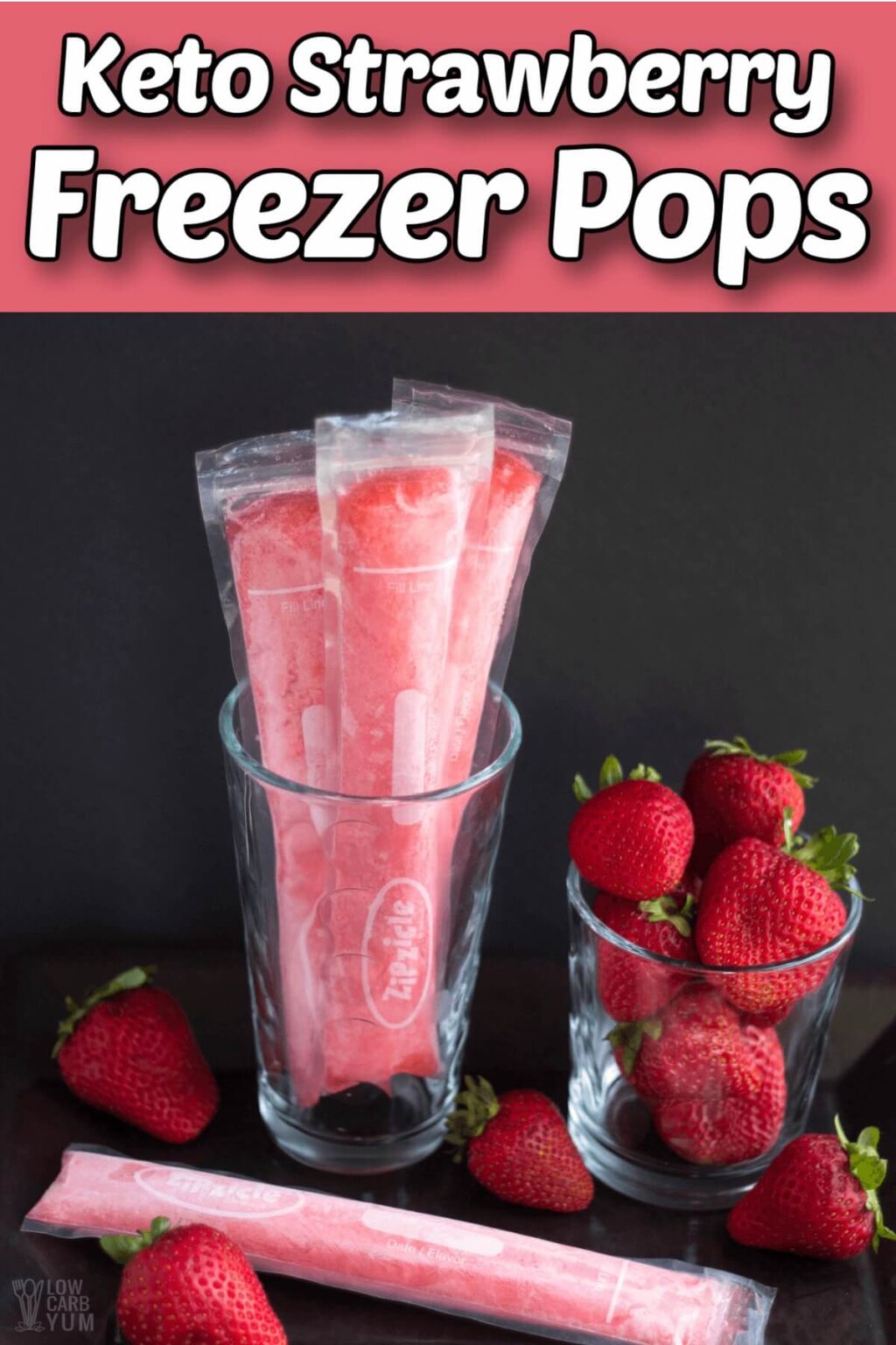 SugarFree Strawberry Keto Popsicles or Freezer Pops Low Carb Yum