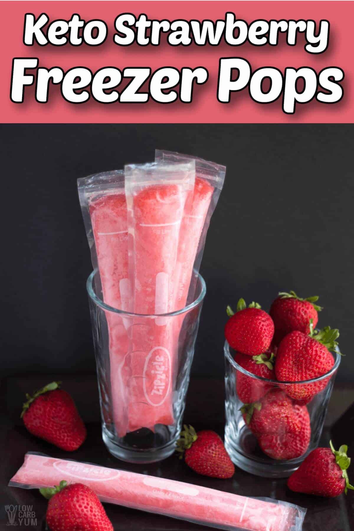 Sugar-Free Strawberry Keto Popsicles or Freezer Pops - Low Carb Yum