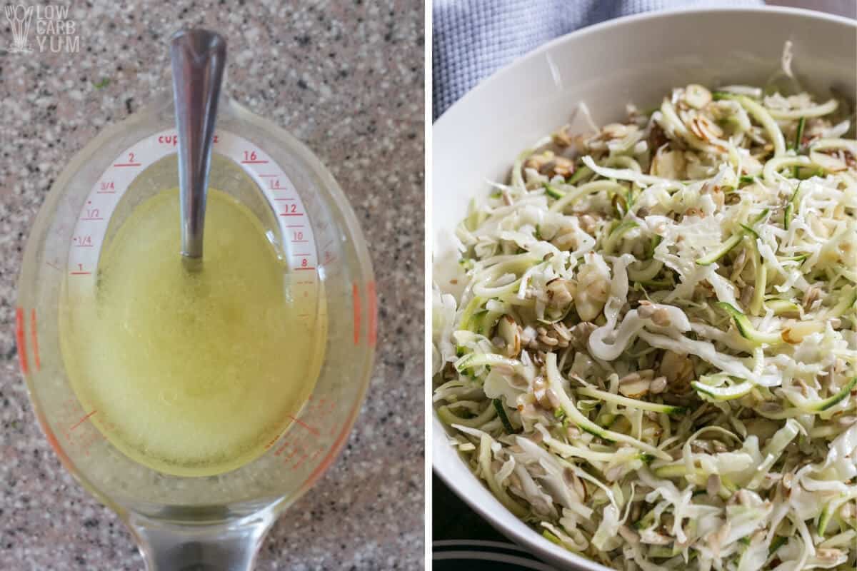 adding keto asian salad dressing