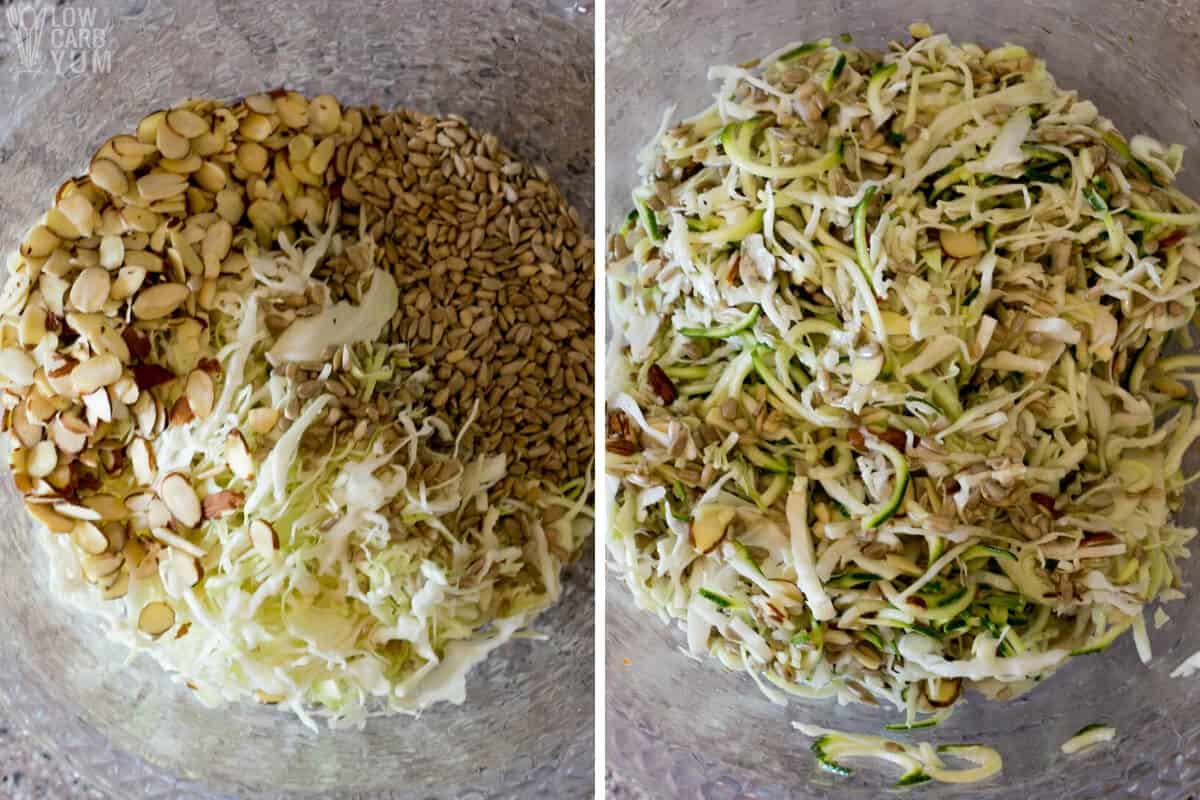 combining veggies with nuts and seeds