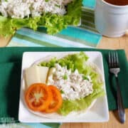 keto chicken salad on lettuce