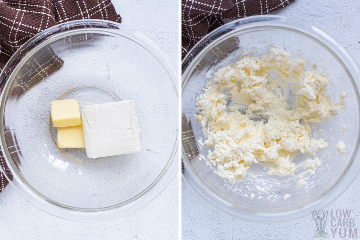 combining butter and cream cheese