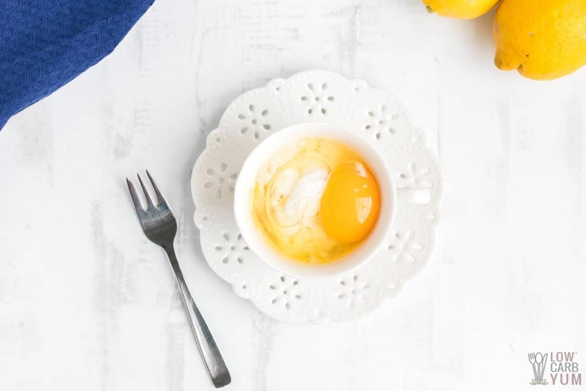 lemon mug cake ingredients in cup