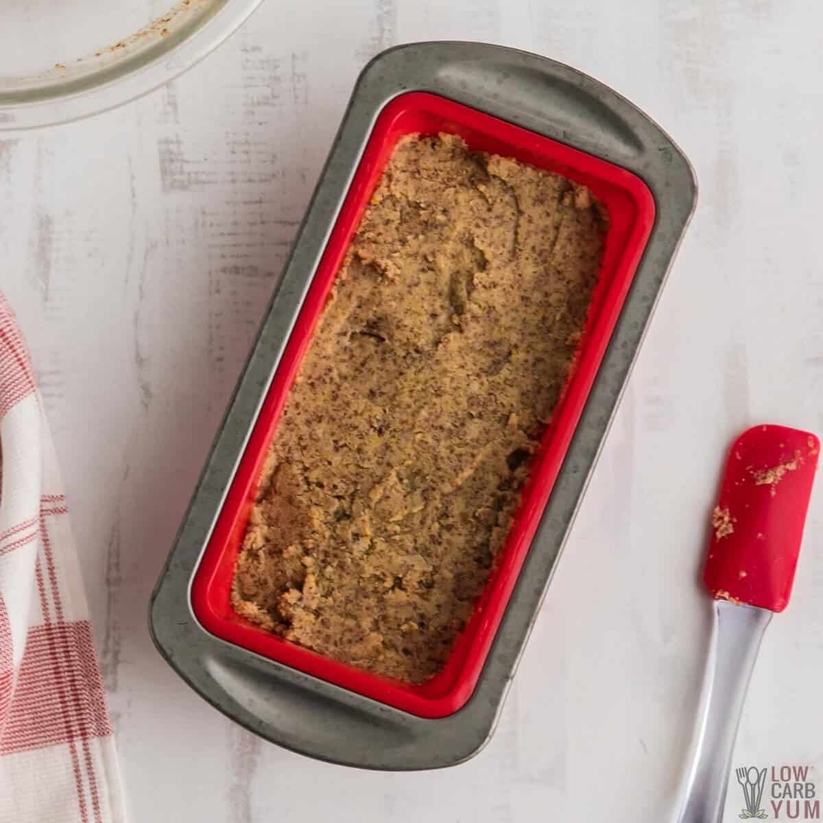 batter in loaf pan