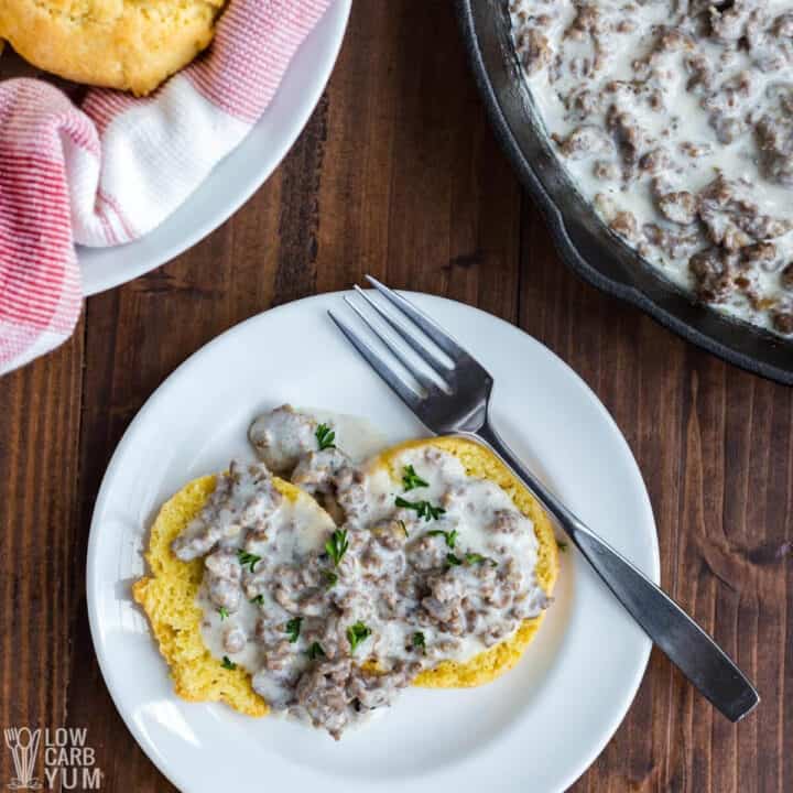 Keto Biscuits and Gravy Recipe For LowCarb Breakfast Low Carb Yum