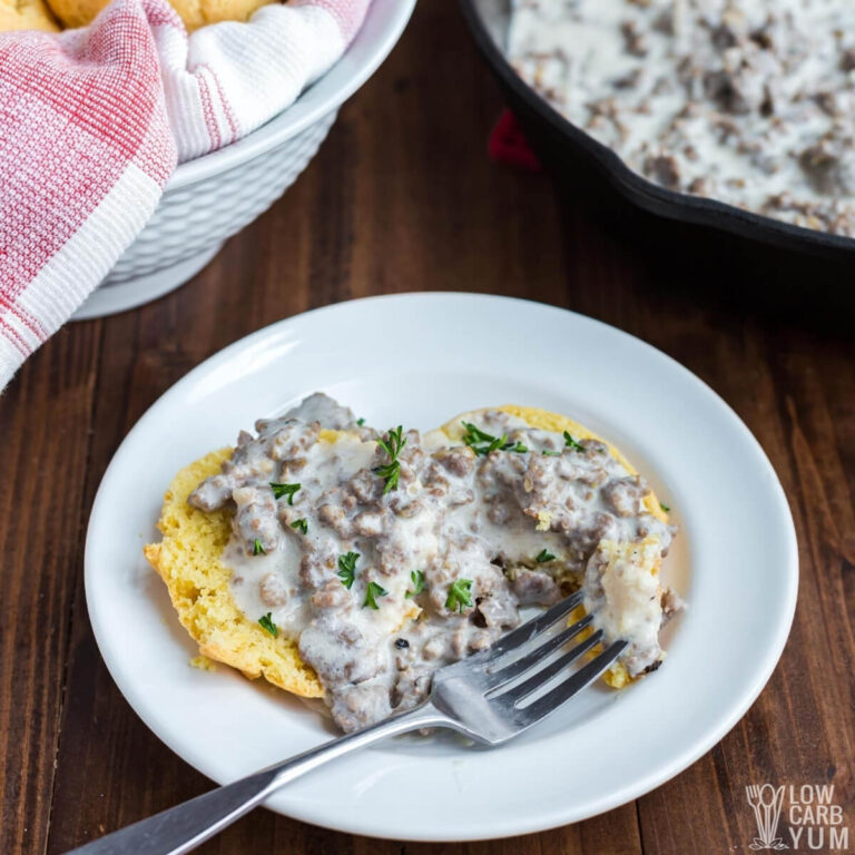 Keto Biscuits and Gravy Recipe For LowCarb Breakfast Low Carb Yum
