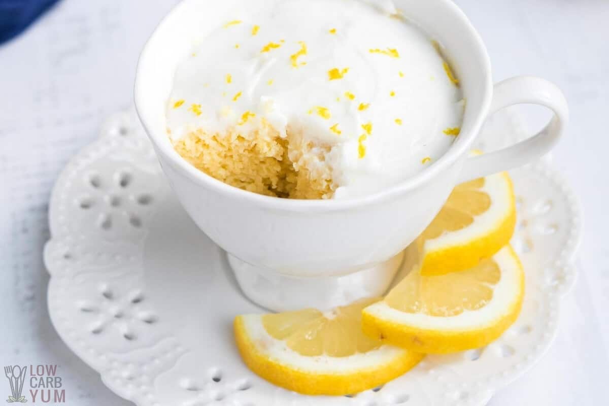 bite out of lemon mug cake