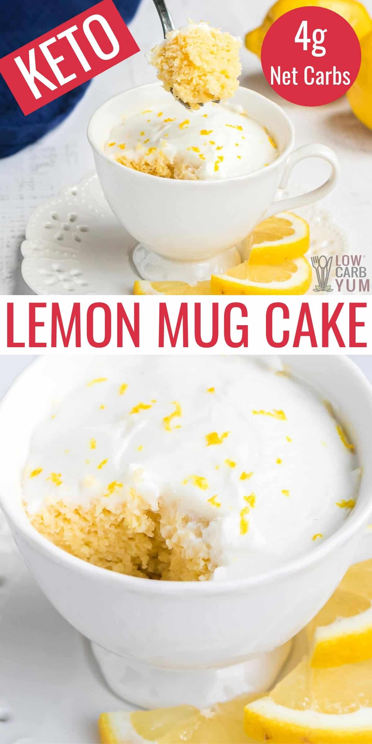 Keto Lemon Mug Cake (Gluten-Free) | Low Carb Yum