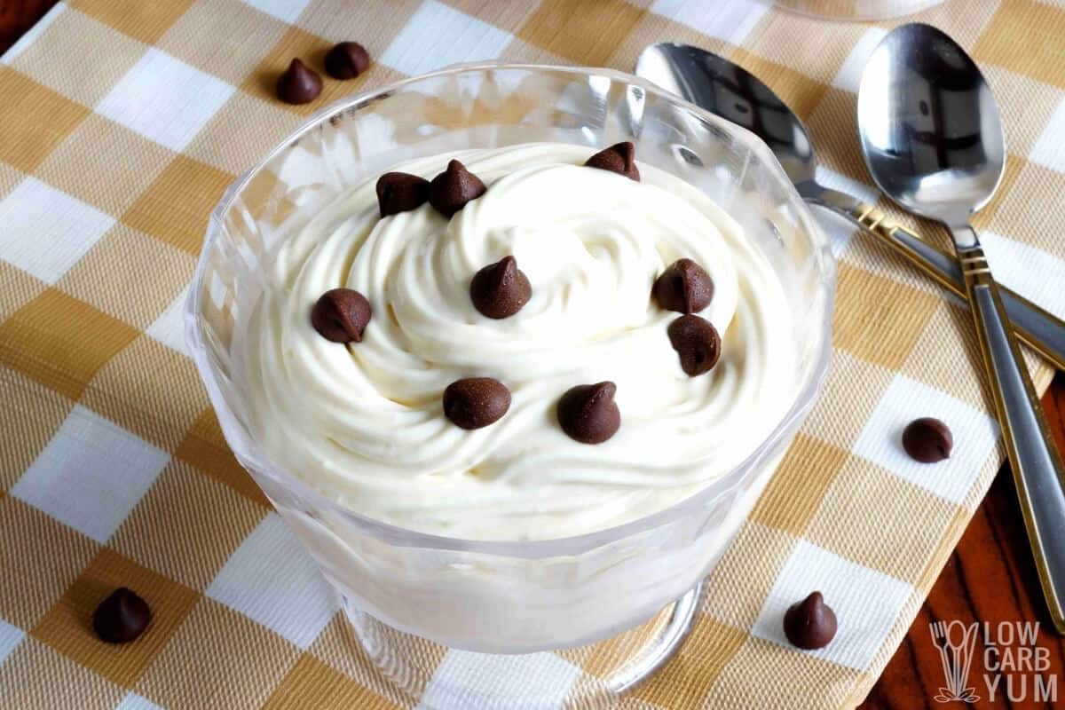 low carb dessert with cream cheese topped with chocolate chips