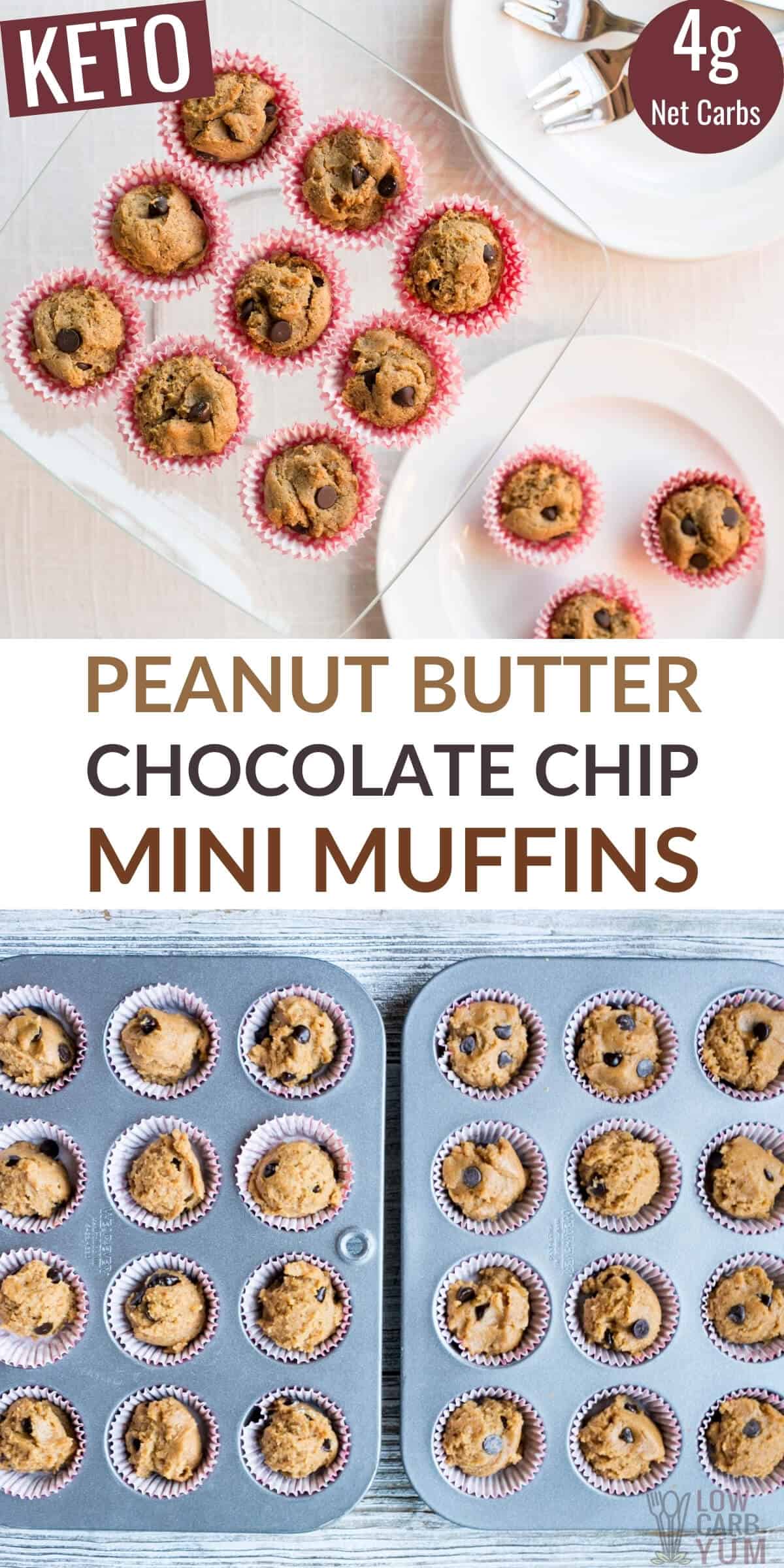 peanut butter keto chocolate chip muffins