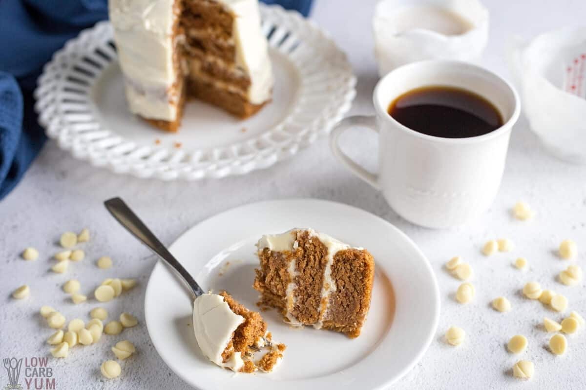 fork bite of pumpkin birthday cake