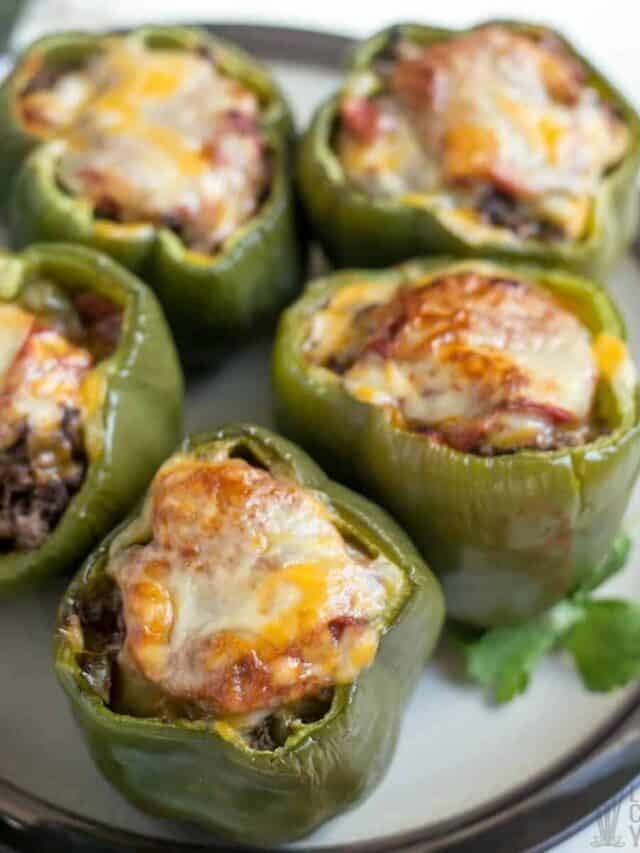 LOW CARB STUFFED PEPPERS TOPPED WITH CHEESE STORY