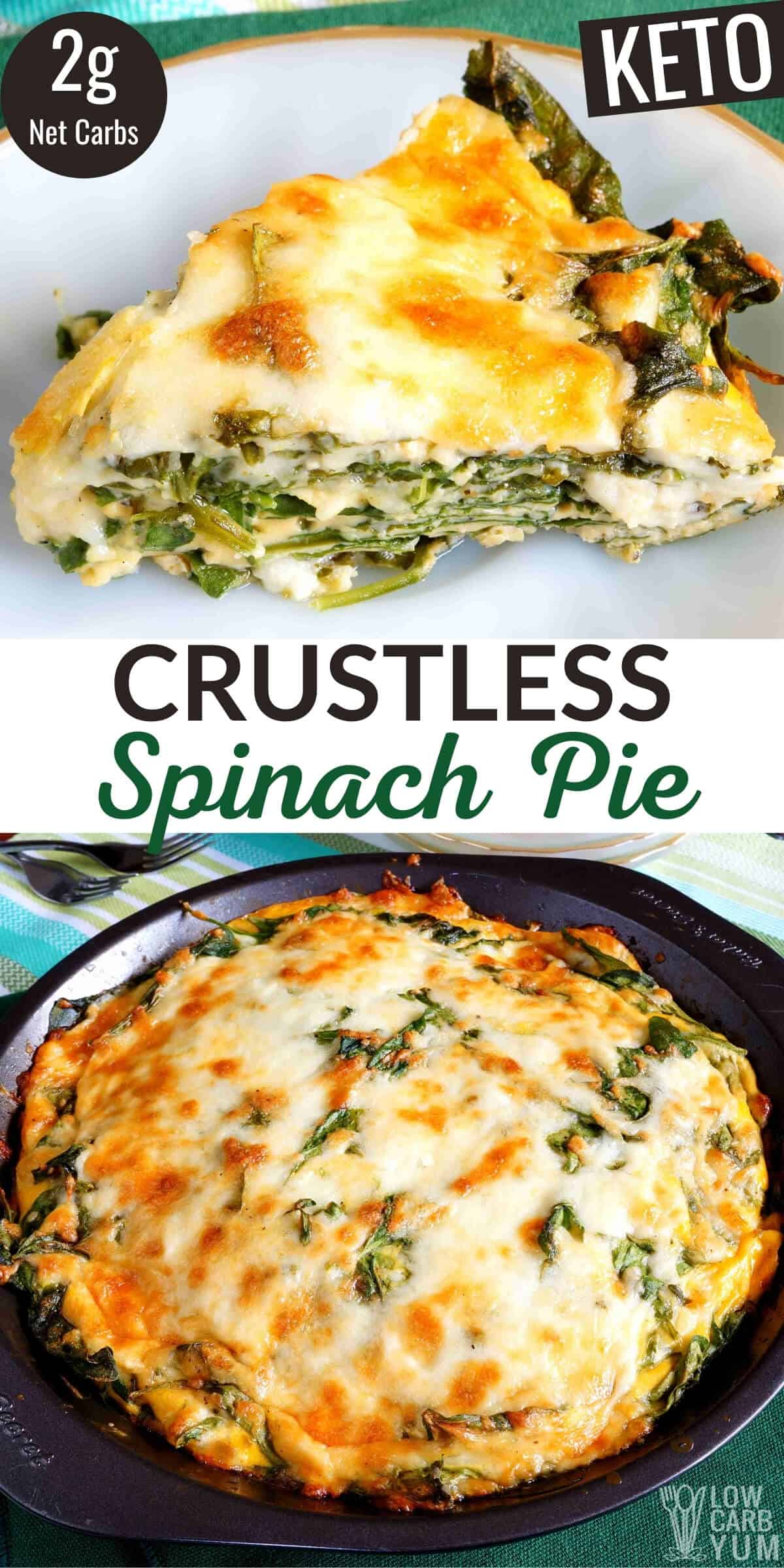 crustless spinach cheese pie pinterest image