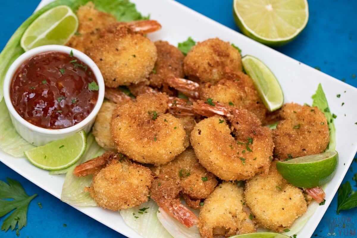 Low Carb Coconut Shrimp with Dipping Sauce - Pan Fried and Air Fyer