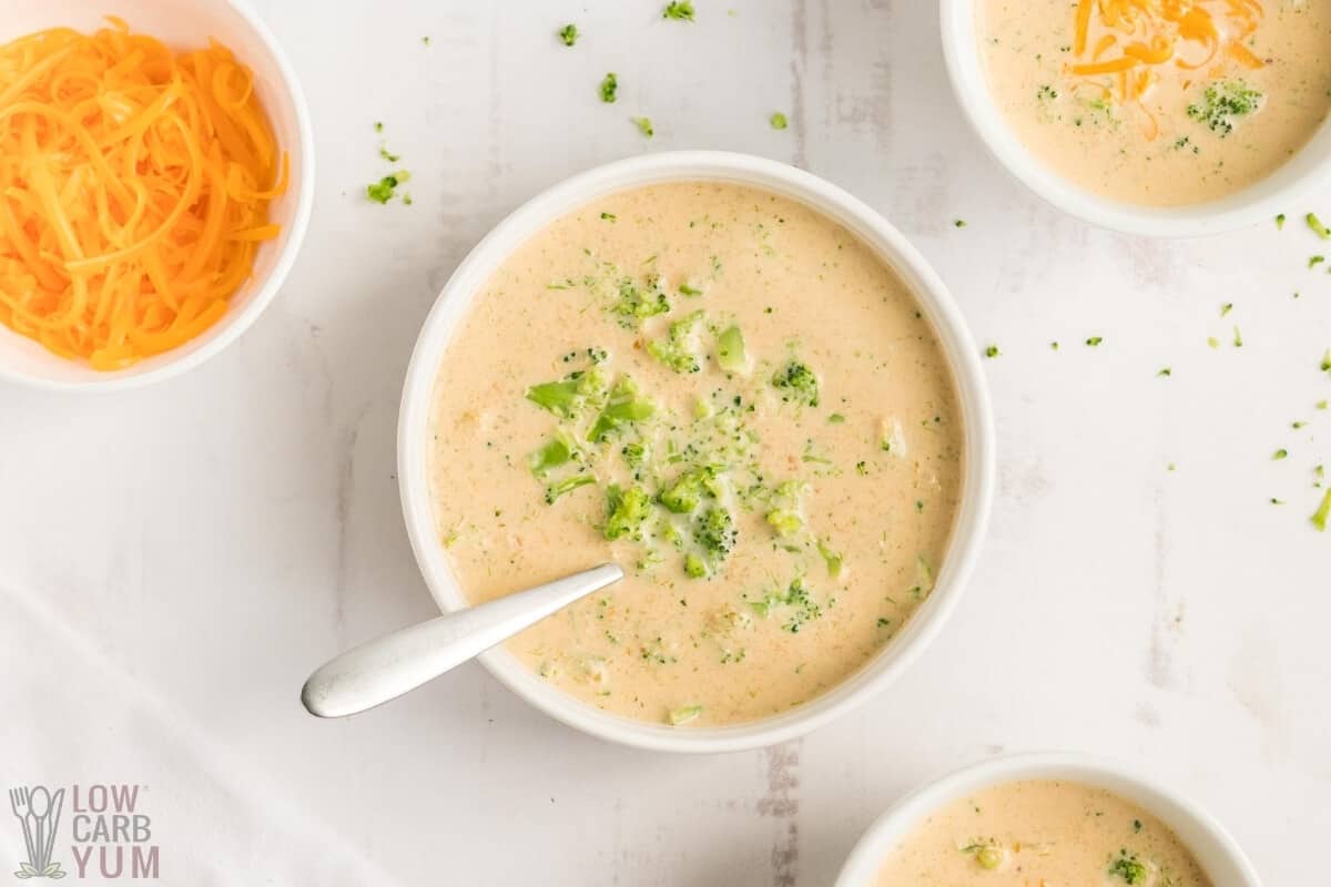 keto broccoli cheddar soup in bowl