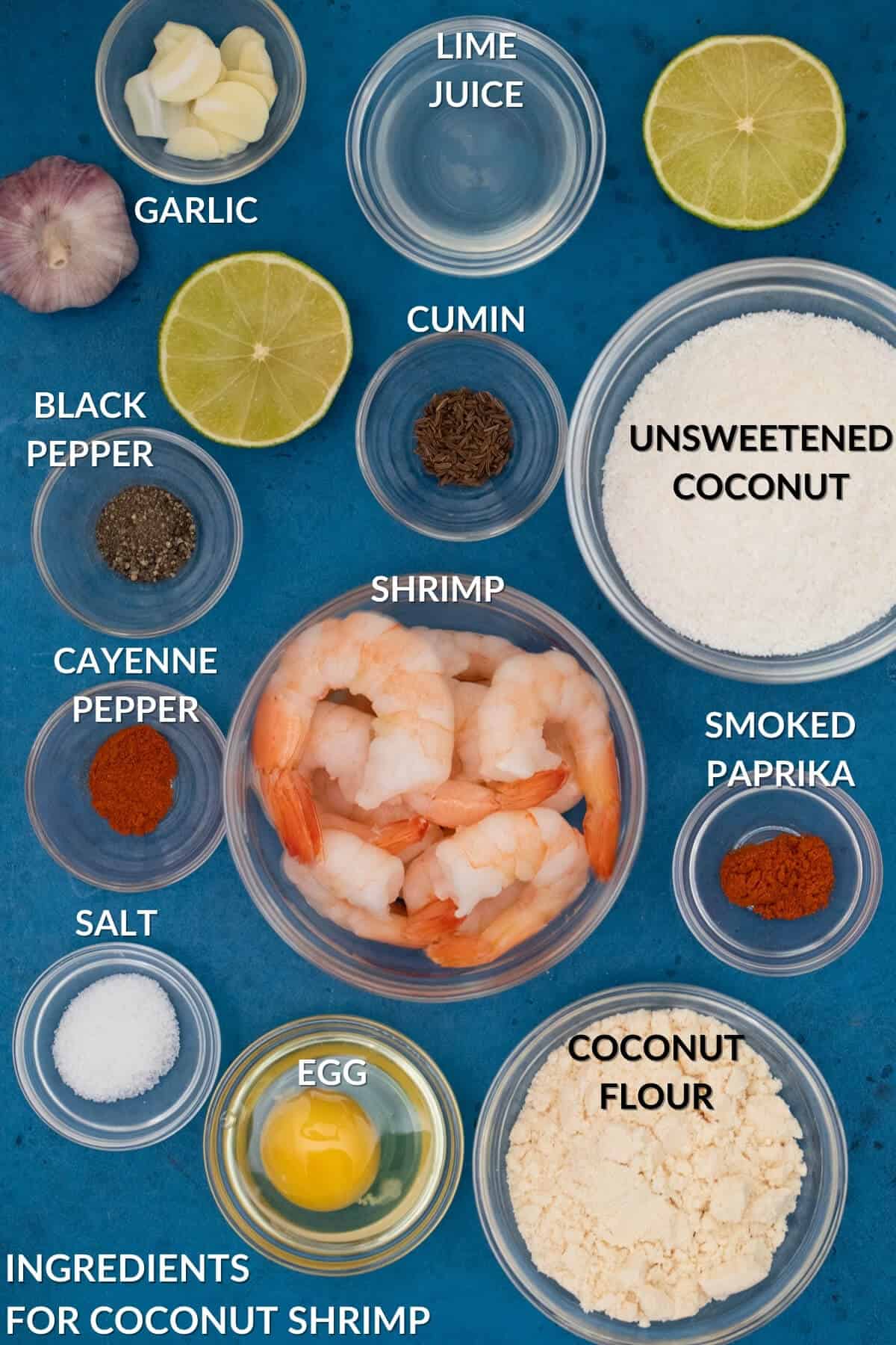 gluten free keto coconut shrimp ingredients