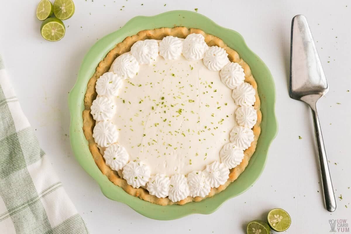 finished key lime pie top view