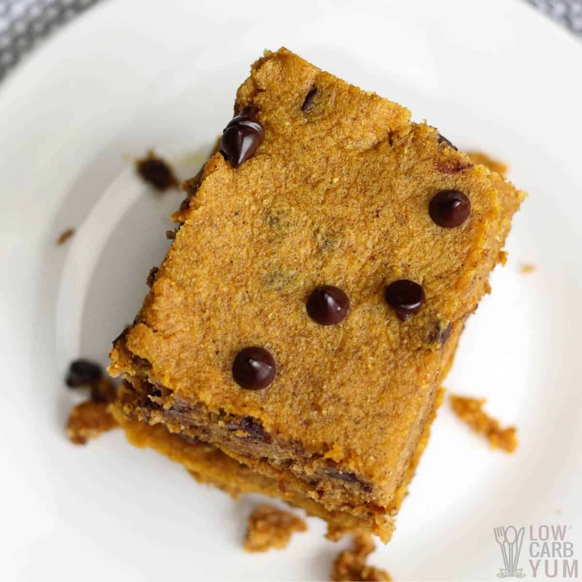 keto pumpkin bar square on plate