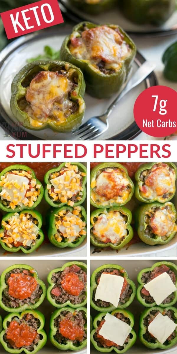 keto stuffed peppers topped with cheese
