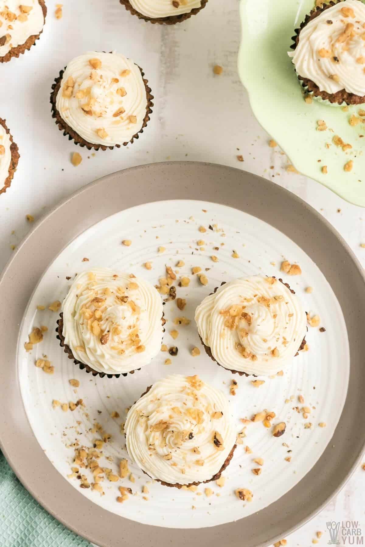 keto zucchini bread muffins with cream cheese and walnuts