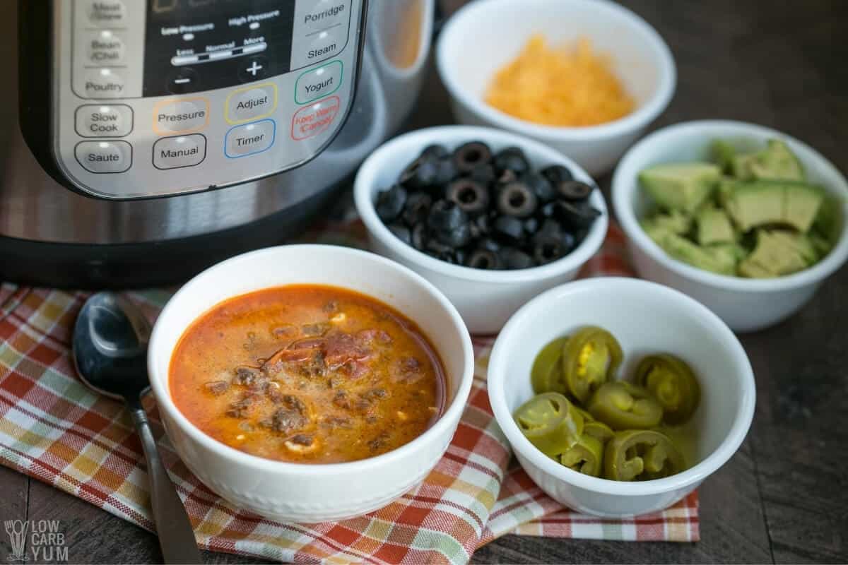 low carb taco soup with instant pot and toppings