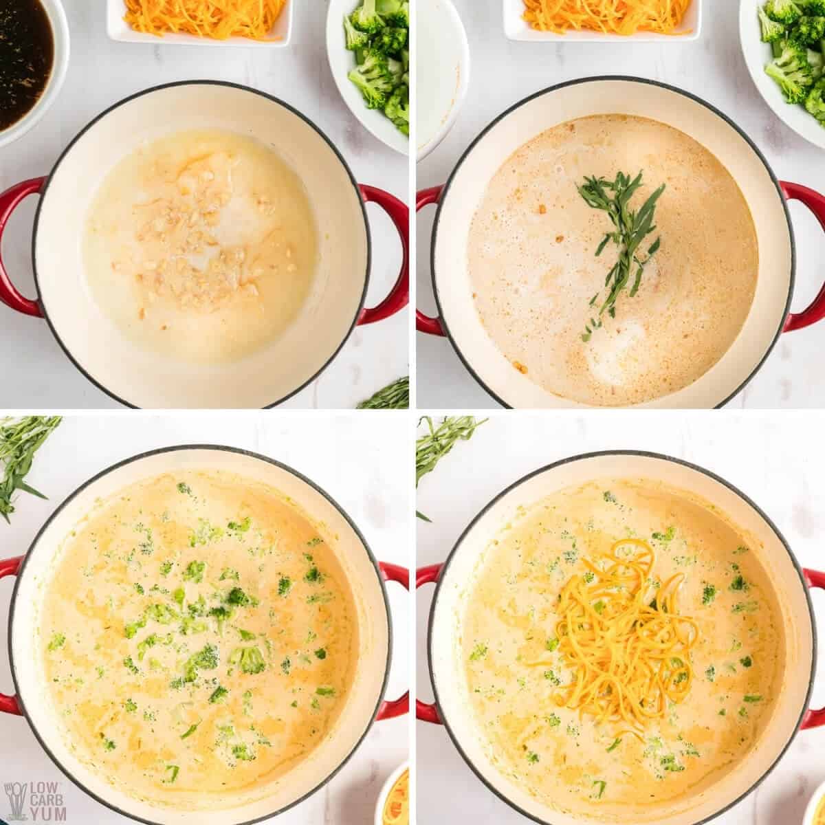 steps to make low-carb broccoli cheese soup