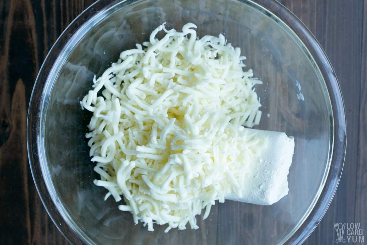 mozzarella and cream cheese in bowl