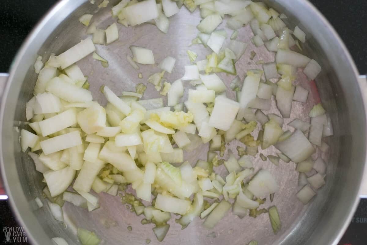 onions and garlic for cabbage soup