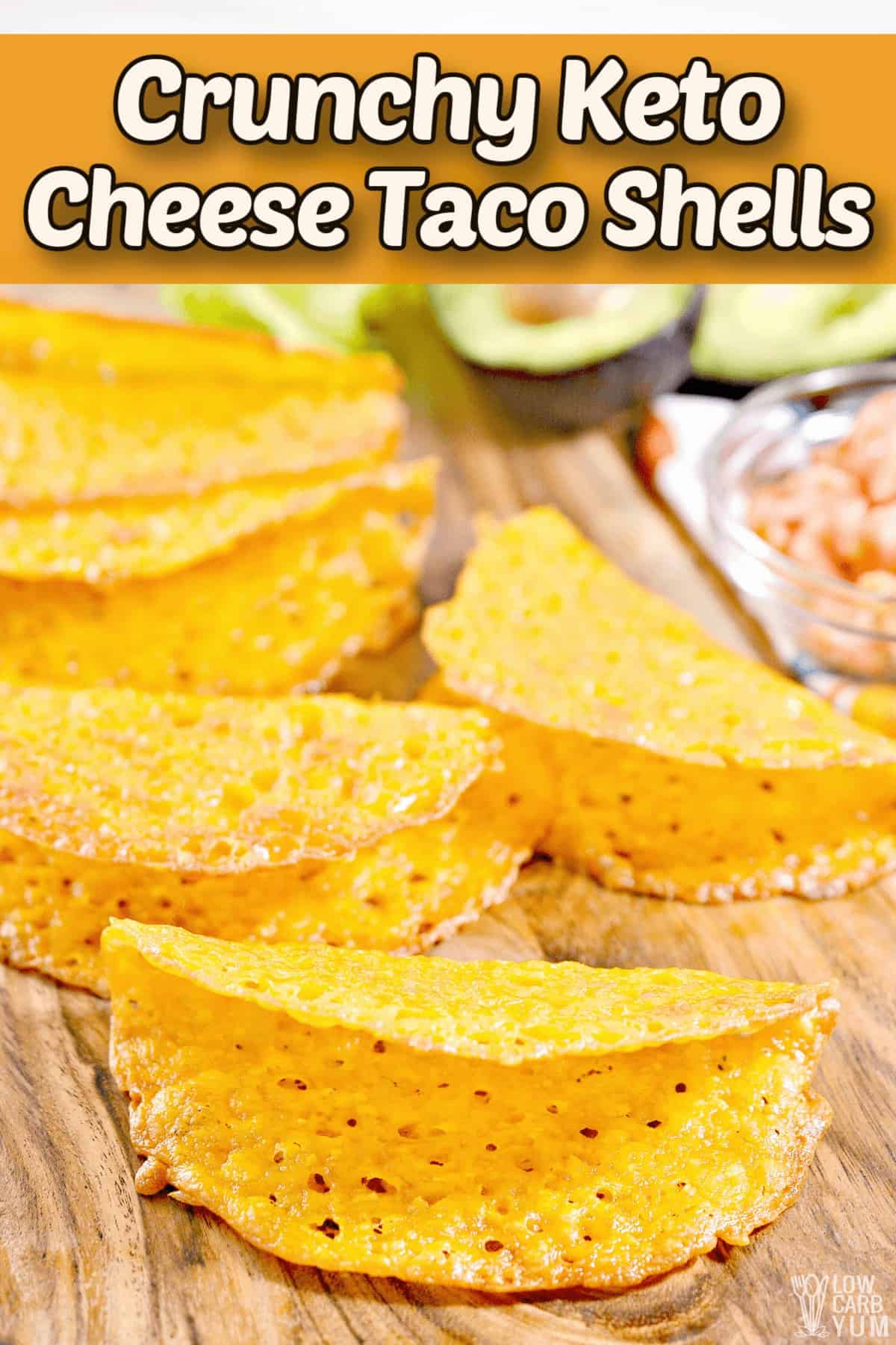 crunchy keto cheese taco shells pintrest image