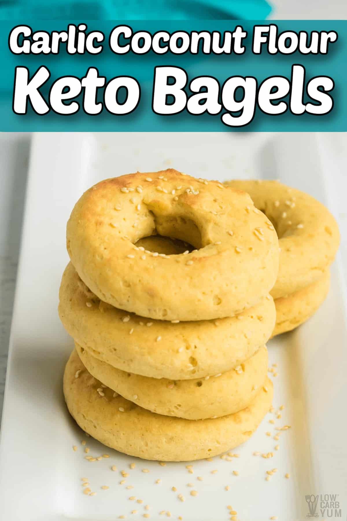 garlic coconut flour keto bagels pintrest image