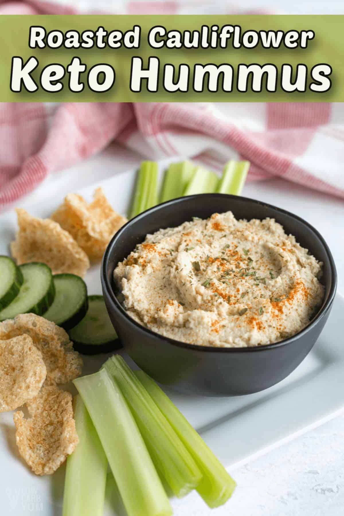 keto roasted cauliflower hummus pintrest image